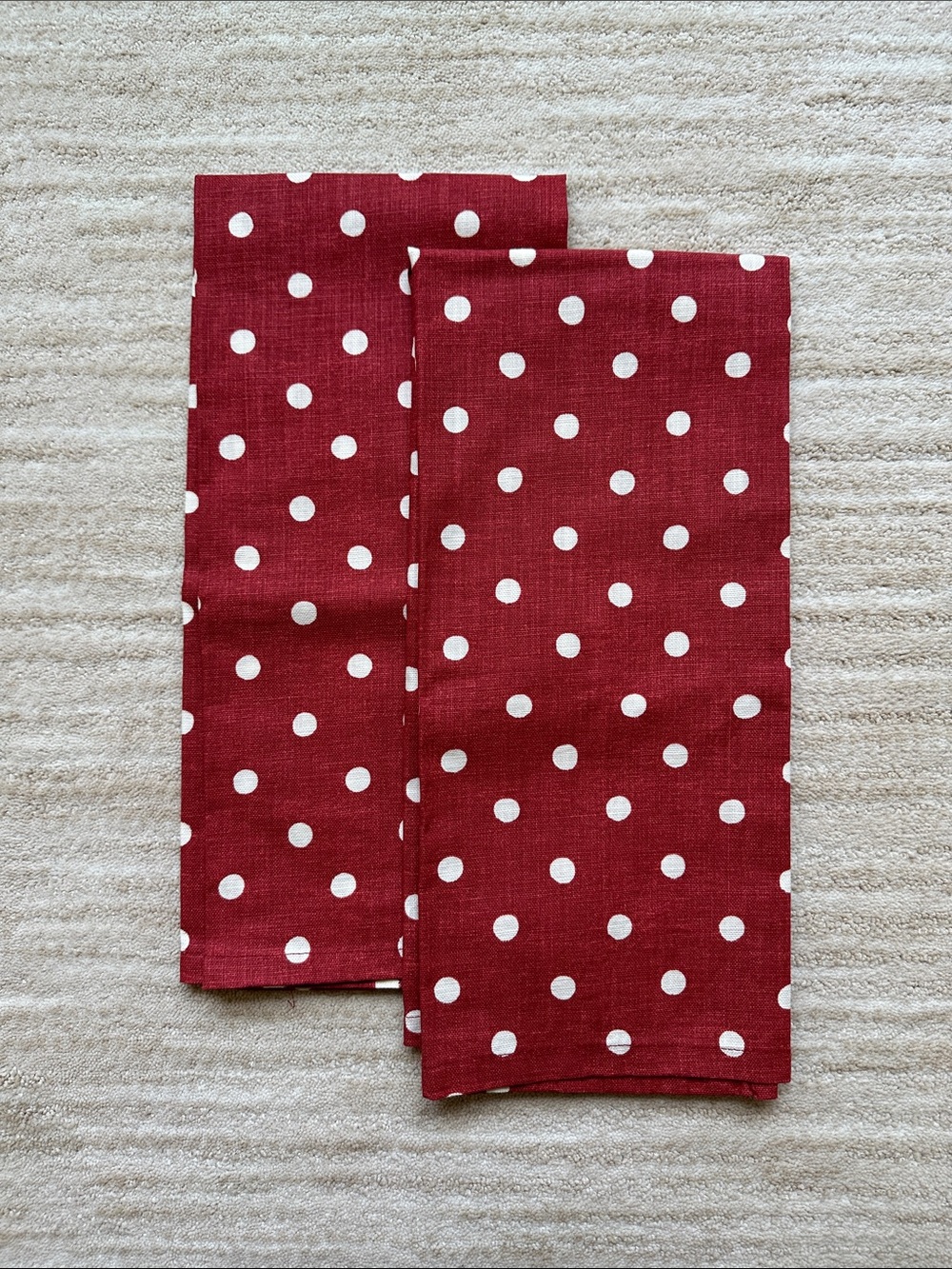 NWOT 2 Pottery Barn Dish Towels Red Polka Dot Americana Patriotic 20” x 30”
